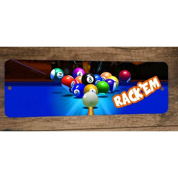 Unbranded Other - 4x12 Rack Em Pool Billiards Metal Wall Sign Sports‎ Bar Poster
